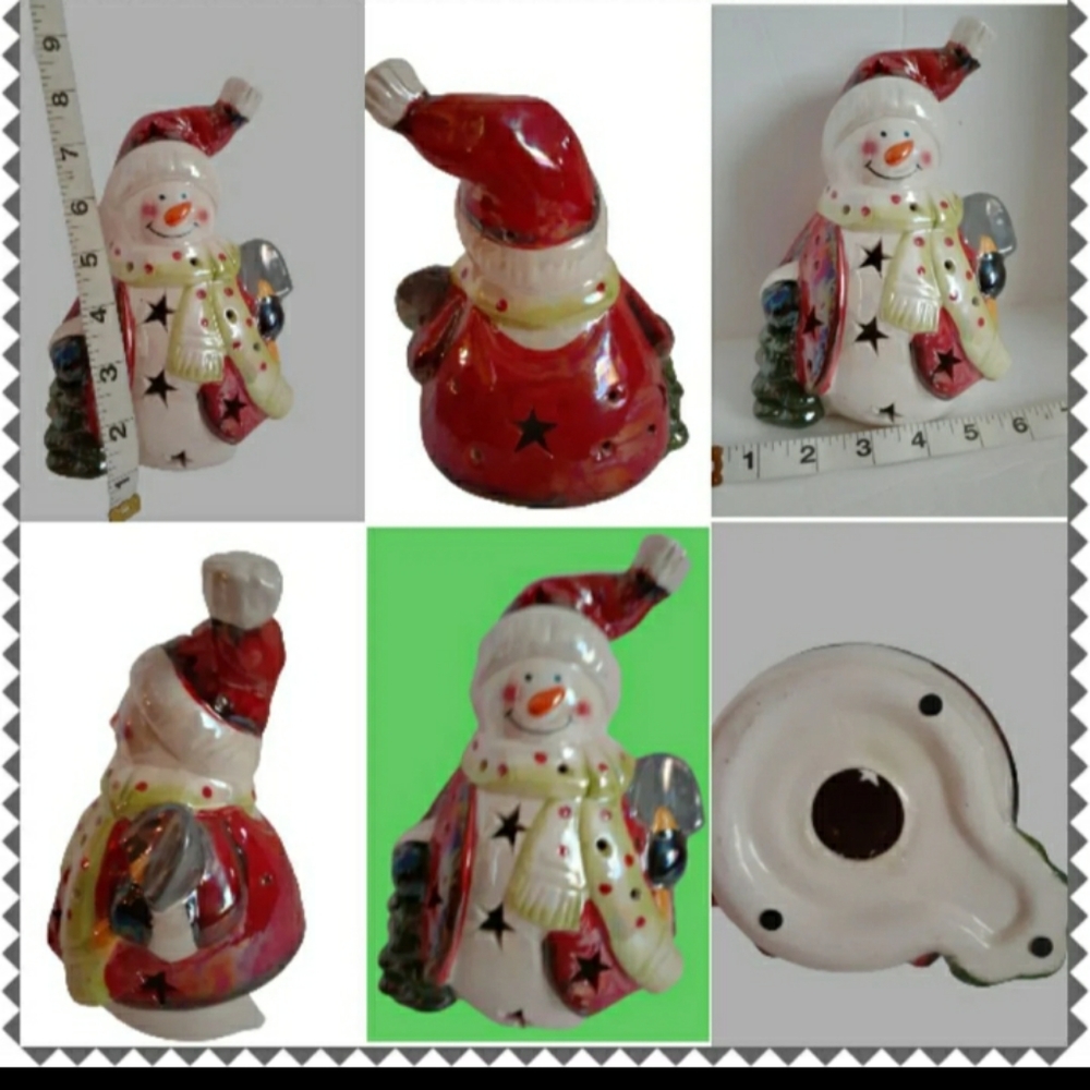 Tabletop Snowman candle topper Christmas Holiday Decor - Picture 2 of 6